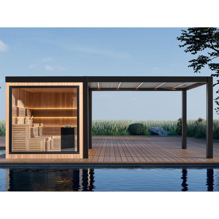 Zahradní sauna EAGO AWT Saunahaus THE CUBE X7-L za hemlock 300×635 bez kamen