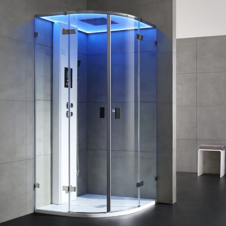 Parní sprchový box EAGO AWT LD110F15 bílý lesklý 90×90