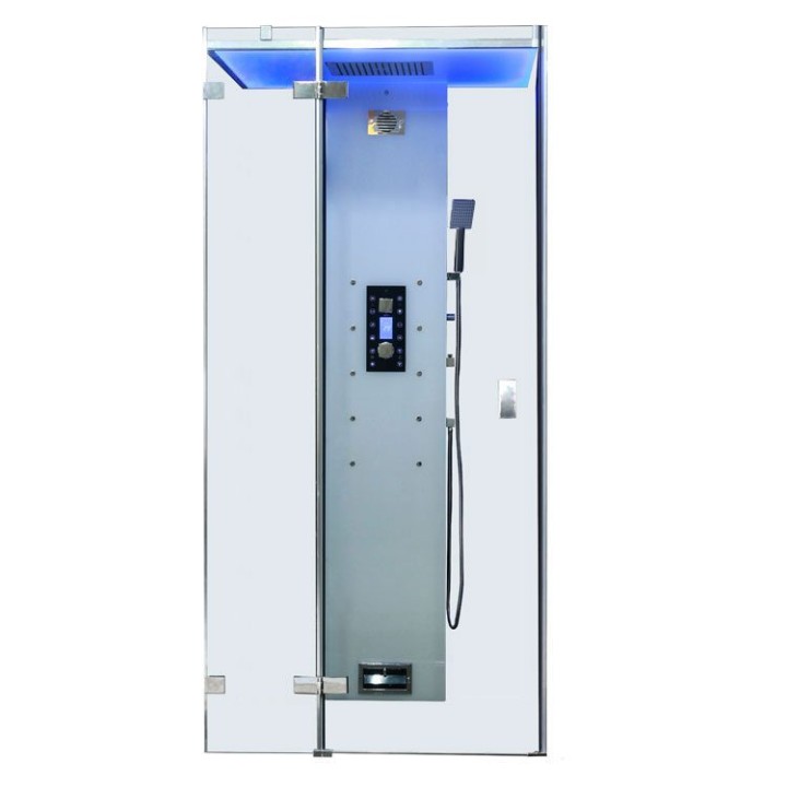 Parní sprchový box EAGO AWT DZ1012F12 bílý 100×100 levé provedení