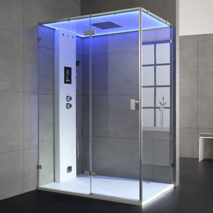 Parní sprchový box EAGO AWT LD111F15 bílý matný 150×90 levé provedení