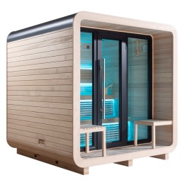 Zahradní sauna EAGO AWT Saunahaus THE CUBE X3 hemlock 225×225 9 kW EOS BiO-Cubo