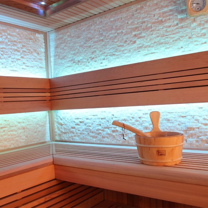 Finská sauna EAGO AWT B1242A červený cedr 220×220 9 kW EOS BiO-Max