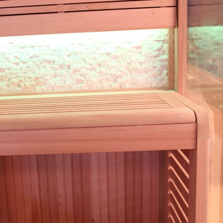 Finská sauna EAGO AWT B1242A červený cedr 220×220 9 kW EOS BiO-Max