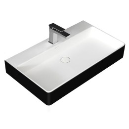 Umyvadlo StoneArt LP6208 z minerálního kamene černobílé 80×46 matné