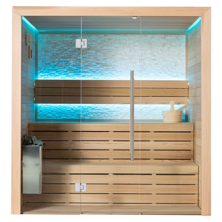 Finská sauna EAGO AWT E1604C červený cedr 160×150 6 kW TheWall