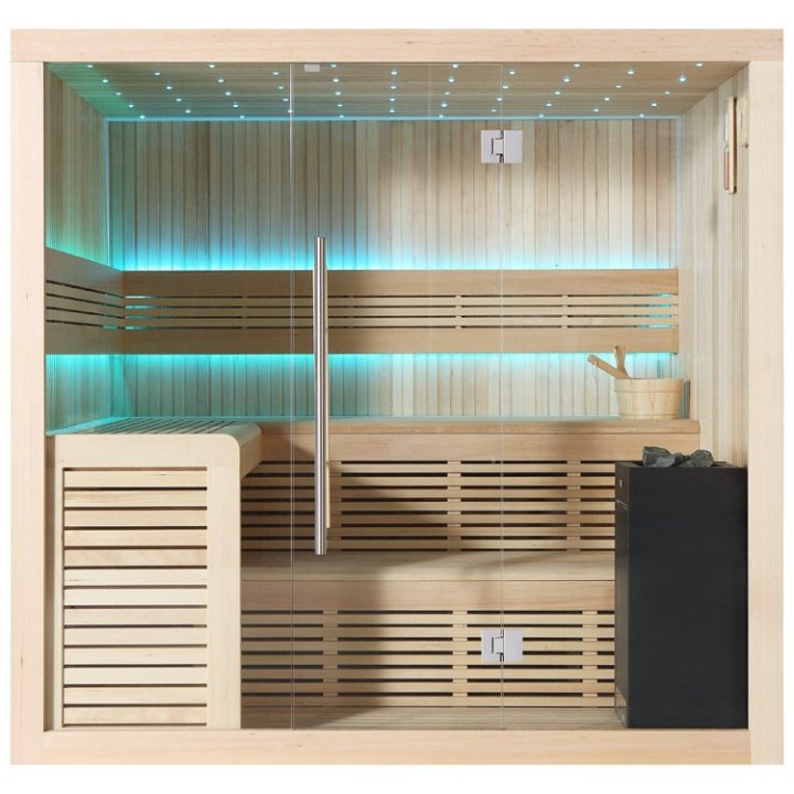 Finská sauna EAGO AWT E1112A hemlock 220×200 9 kW Virta