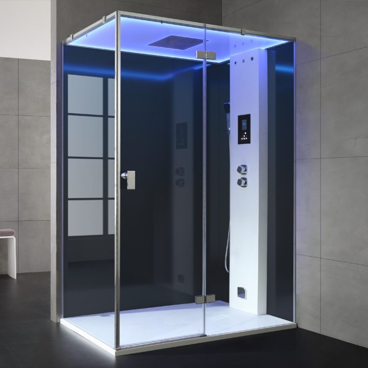 Parní sprchový box EAGO AWT LD211F15 černý 150×90 pravé provedení