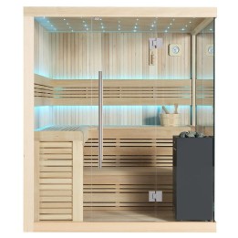 Finská sauna EAGO AWT E1115C hemlock 180×180 9 kW Virta