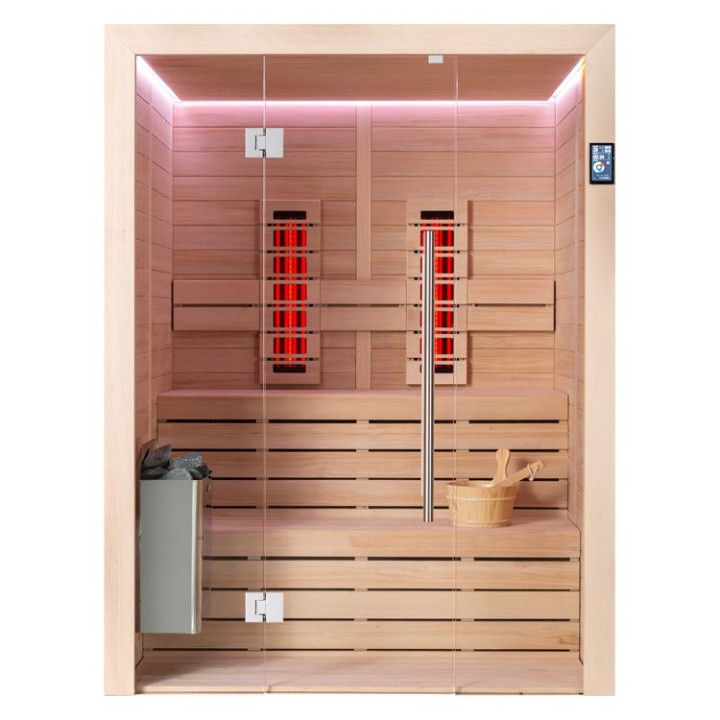Finská sauna EAGO AWT E1614C-IR hemlock 160×150 6 kW TheWall
