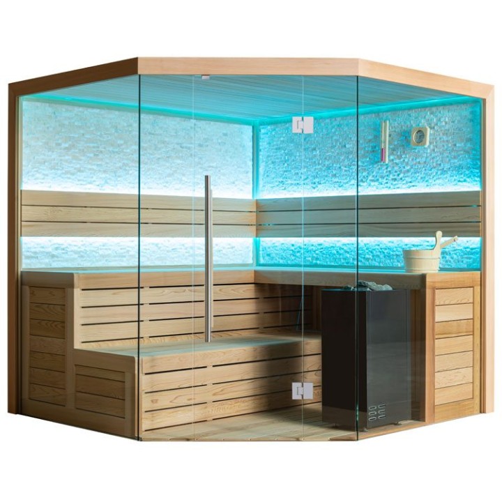 Finská sauna EAGO AWT B1601XL červený cedr 250×250 9 kW Virta Bi-O
