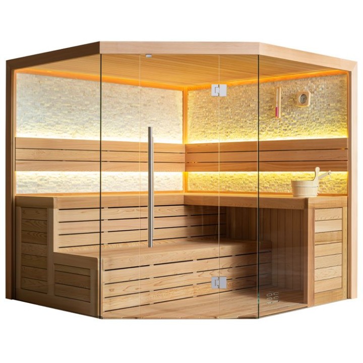 Finská sauna EAGO AWT E1601XL červený cedr 250×250 bez kamen