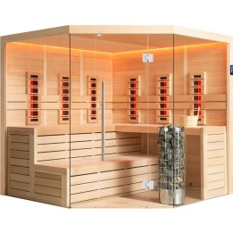 Finská sauna EAGO AWT E1611A-IR hemlock 220×220 9 kW Cilindro
