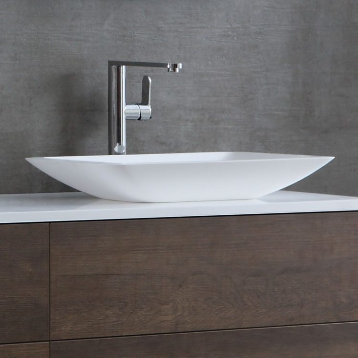 Umyvadlo StoneArt LC118 z minerálního kamene bílé 59×34 matné