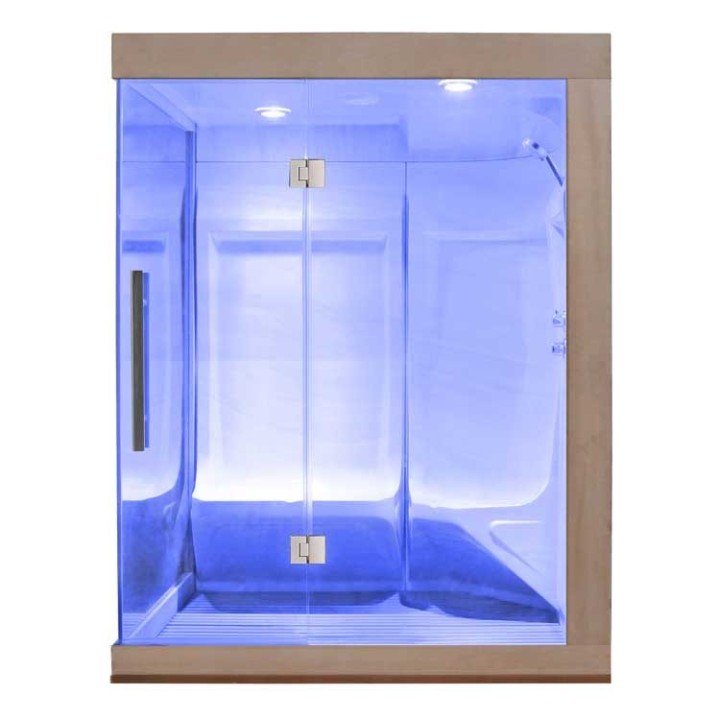 Parní sauna EAGO AWT W200B červený cedr 118×135 pravé provedení