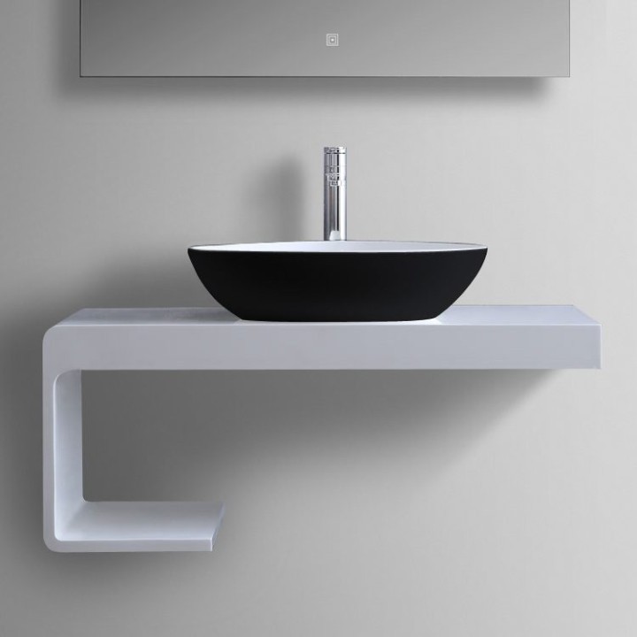 Umyvadlo StoneArt LC154 z minerálního kamene černobílé 56×43 matné