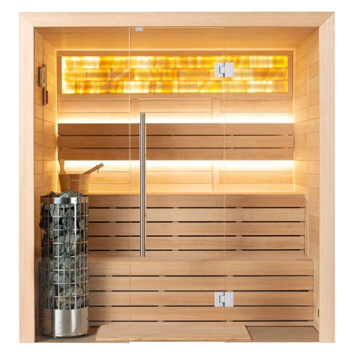Finská sauna EAGO AWT E1624A hemlock 200×160 9 kW TheWall