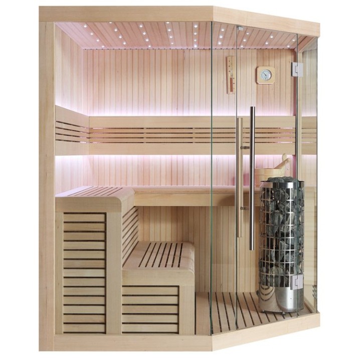 Finská sauna EAGO AWT E1111C hemlock 180×180 9 kW Virta