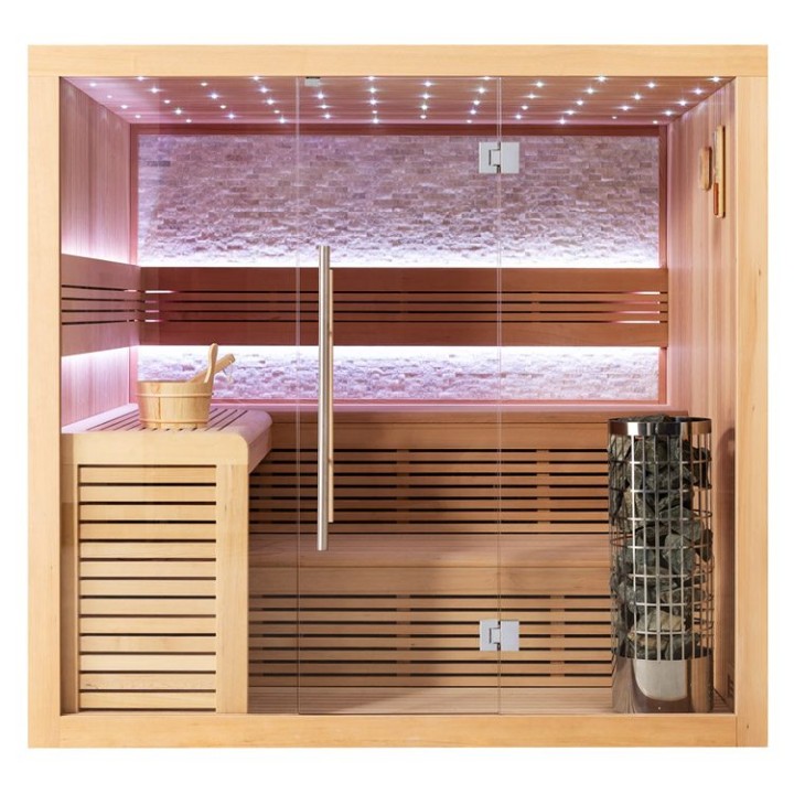 Finská sauna EAGO AWT E1102A hemlock 220×200 9 kW Cilindro
