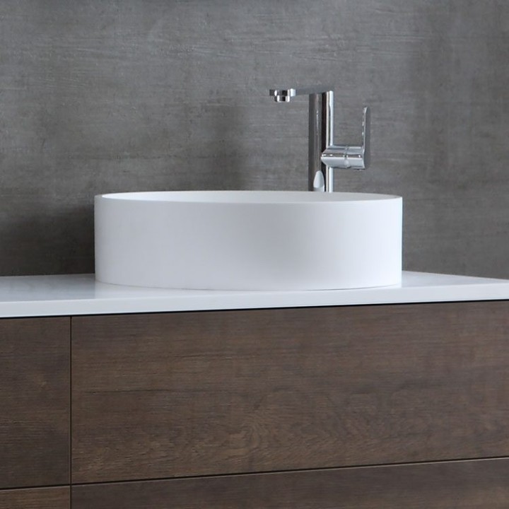 Umyvadlo StoneArt LC112 z minerálního kamene bílé 45×45 lesklé