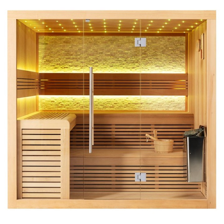 Finská sauna EAGO AWT B1102C hemlock 180×150 9 kW TheWall Bi-O