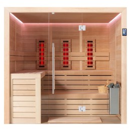 Finská sauna EAGO AWT E1612A-IR hemlock 220×200 9 kW TheWall