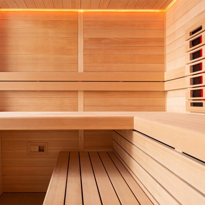Finská sauna EAGO AWT E1612A-IR hemlock 220×200 9 kW Cilindro