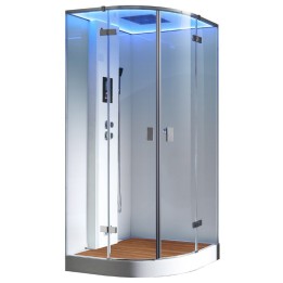 Parní sprchový box EAGO AWT LD209F15 s sprchovou vaničkou bílý 100×100