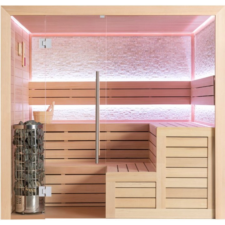 Finská sauna EAGO AWT E1603B hemlock 200×180 9 kW Cilindro