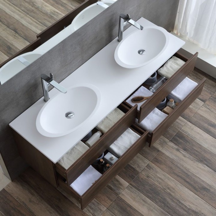 Koupelnový nábytek – set StoneArt Brugge BU-1601pro-3 tmavě šedý 160×50