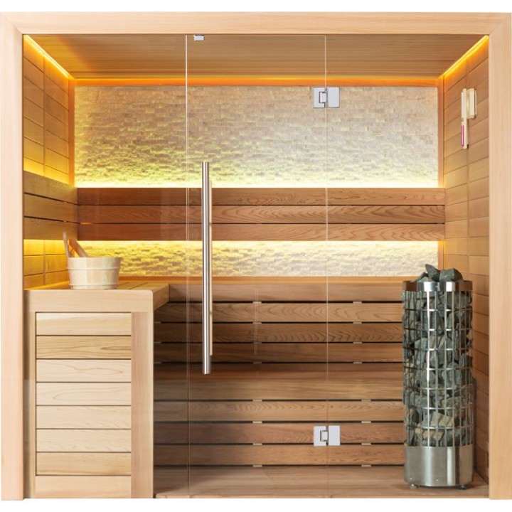 Finská sauna EAGO AWT E1602B červený cedr 200×170 9 kW Cilindro