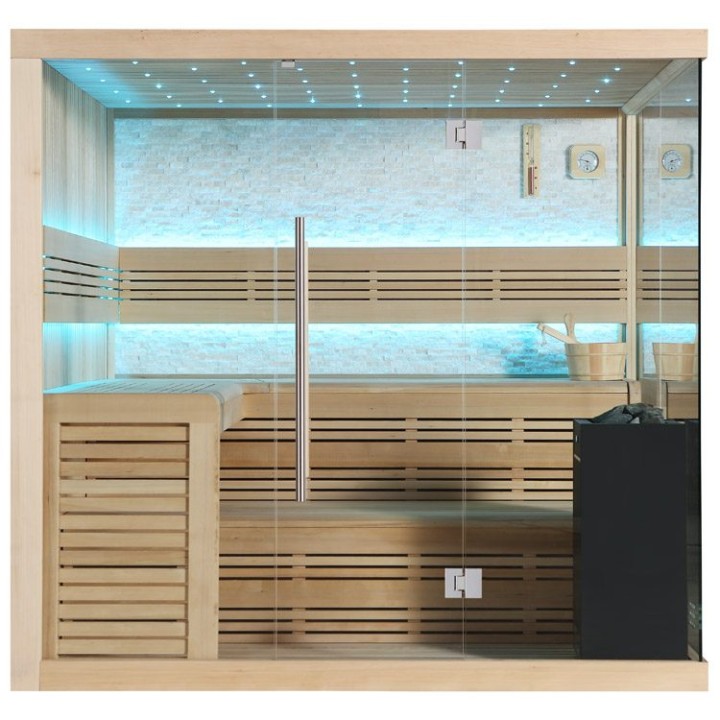 Finská sauna EAGO AWT B1105A hemlock 220×200 9 kW EOS BiO-Cubo