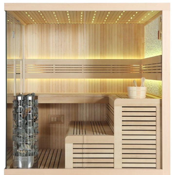 Finská sauna EAGO AWT B1105A hemlock 220×200 9 kW EOS BiO-Cubo