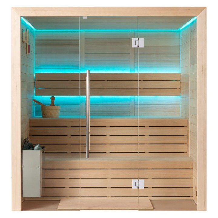 Finská sauna EAGO AWT B1614C hemlock 160×150 9 kW TheWall Bi-O
