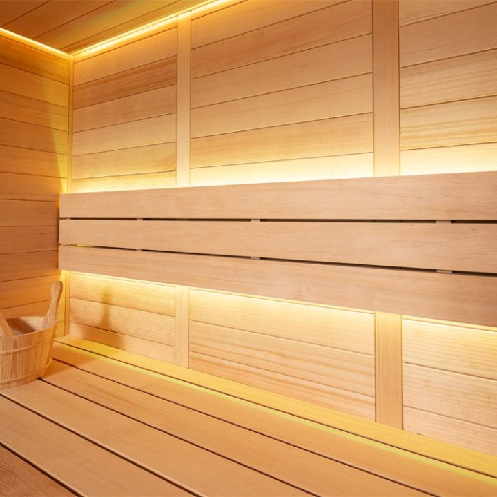 Finská sauna EAGO AWT E1614C hemlock 160×150 6,8 kW Cilindro