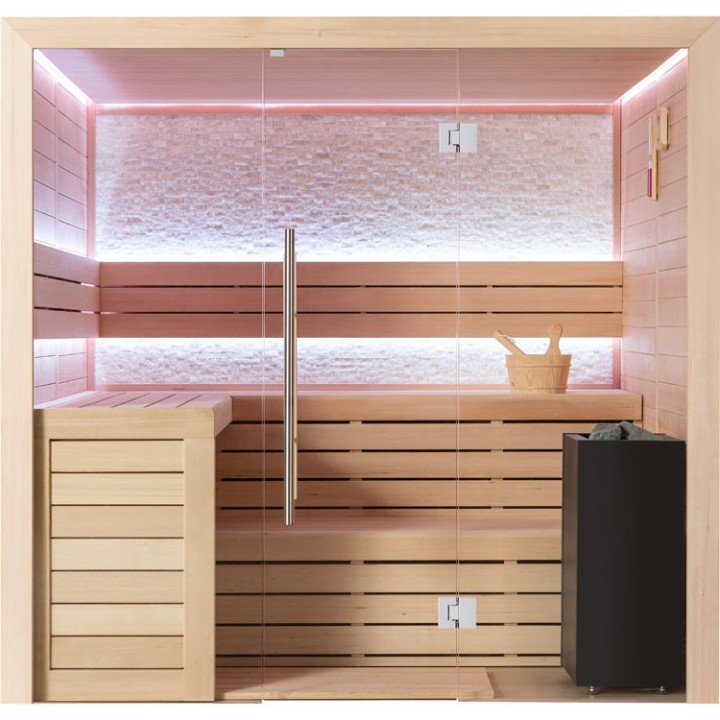 Finská sauna EAGO AWT B1602C hemlock 180×160 9 kW TheWall Bi-O