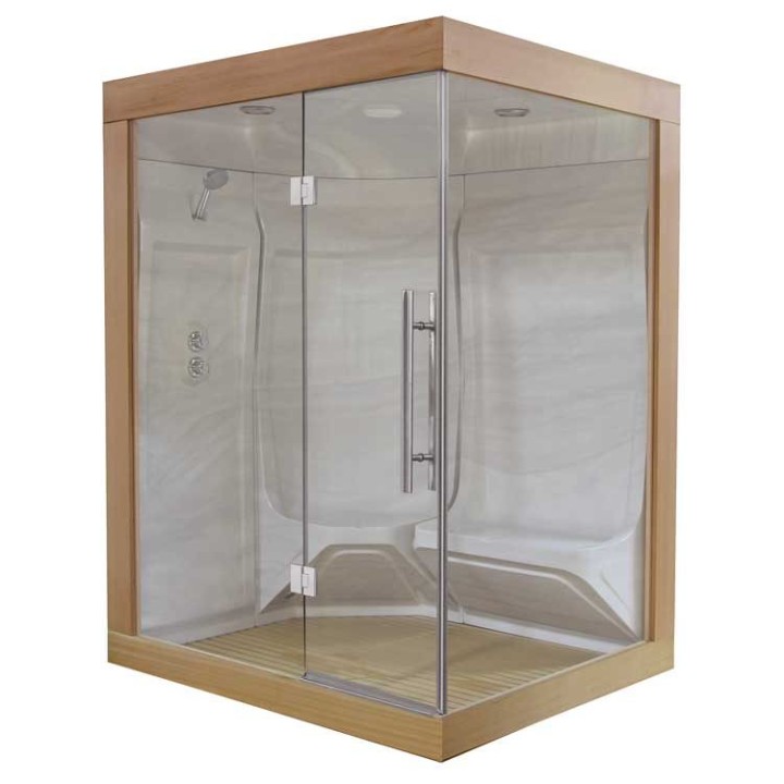 Parní sauna EAGO AWT W200A červený cedr 165×135 levé provedení