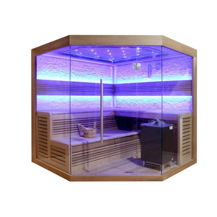 Finská sauna EAGO AWT E1242A červený cedr 220×220 9 kW EOS Cubo
