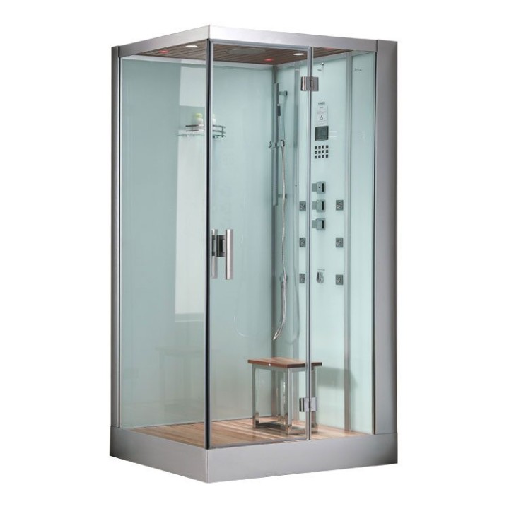Parní sprchový box EAGO AWT DZ960F8 bílý 100×90 pravé provedení
