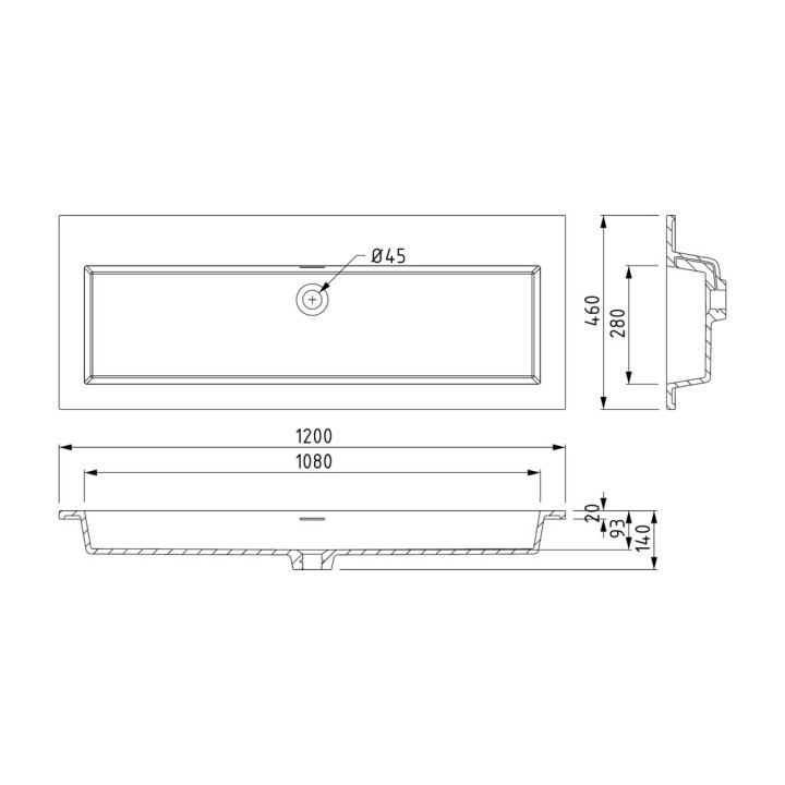 Koupelnový nábytek Modulo Plus s umyvadlem | 120 cm dub espresso žebrované čelo solid surface 2 zásuvky nad sebou