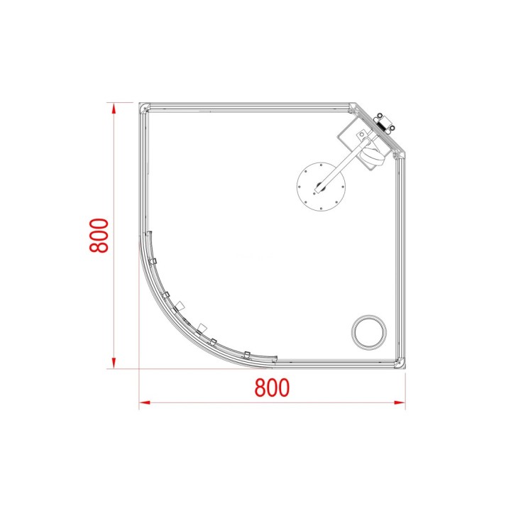 Kompletní sprchový kout Modera | 80×80 cm černé sklo posuvné dveře čtvrtkruhová
