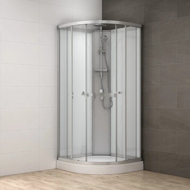 Kompletní sprchový kout Modera | 100×100 cm bílé sklo posuvné dveře čtvrtkruhová