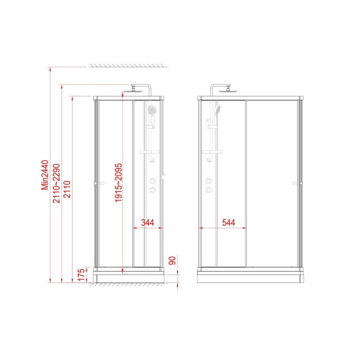Kompletní sprchový kout Modera | 120×80 cm černé sklo posuvné dveře obdélníková