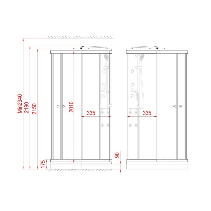 Kompletní sprchový kout Modera | 90×90 cm bílé sklo posuvné dveře čtvrtkruhová