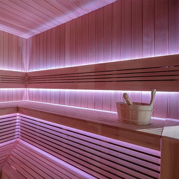 Zahradní sauna EAGO AWT Saunahaus THE CUBE X4 hemlock 235×235 bez kamen