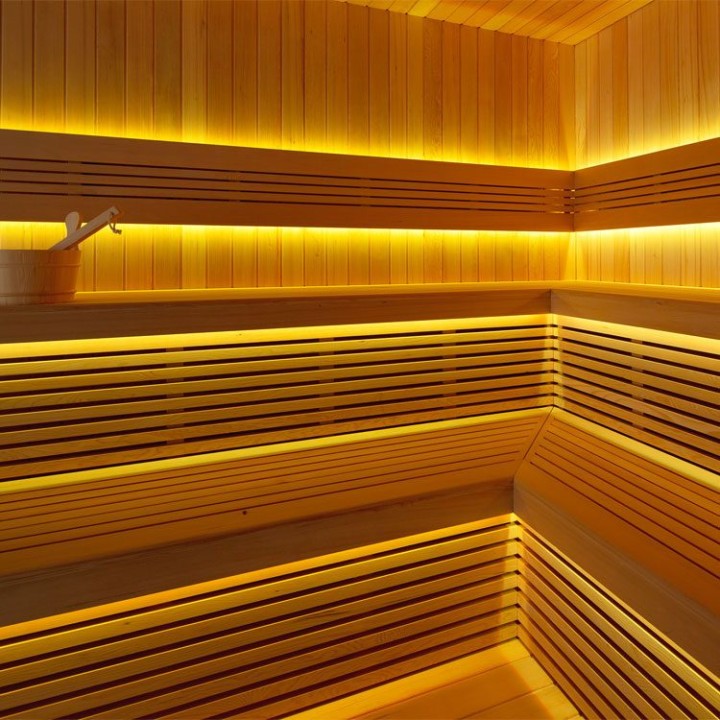 Zahradní sauna EAGO AWT Saunahaus THE CUBE X7-R hemlock 300×235 bez kamen