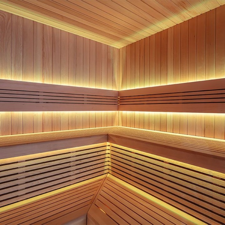 Zahradní sauna EAGO AWT Saunahaus THE CUBE X5-R hemlock 235×235 9 kW EOS BiO-Cubo
