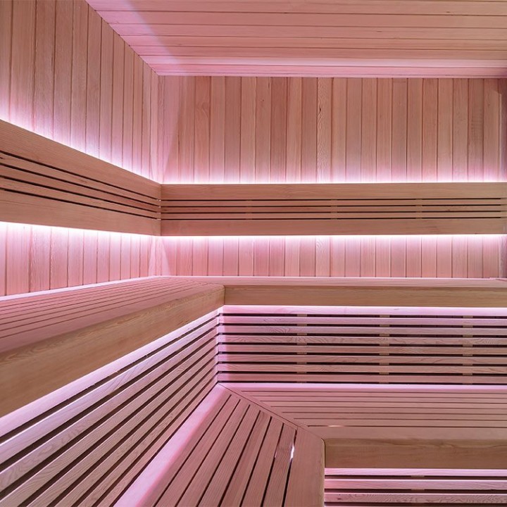 Zahradní sauna EAGO AWT Saunahaus THE CUBE X5-R hemlock 235×235 9 kW EOS BiO-Cubo