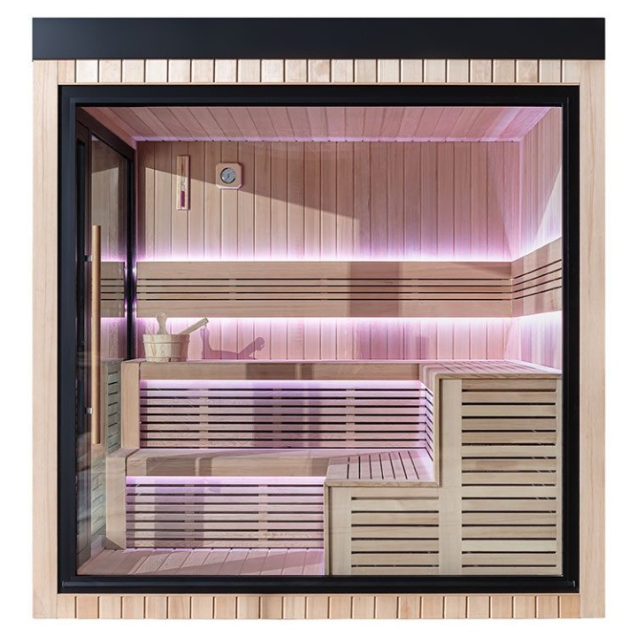 Zahradní sauna EAGO AWT Saunahaus THE CUBE X5-R hemlock 235×235 bez kamen