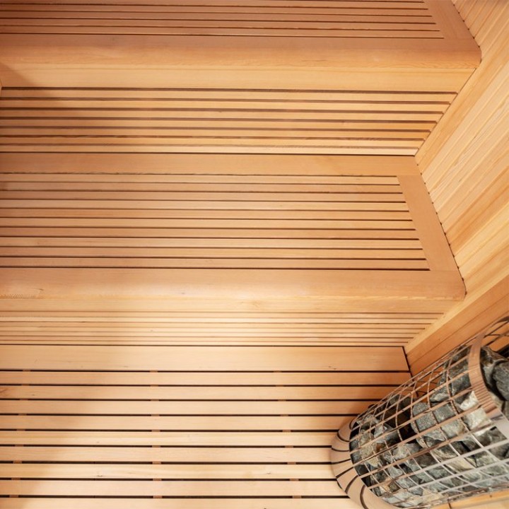 Finská sauna EAGO AWT E1102C hemlock 180×150 9 kW TheWall