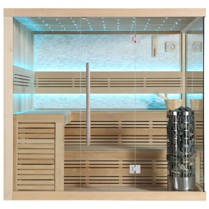 Finská sauna EAGO AWT E1105C hemlock 180×180 9 kW Cilindro
